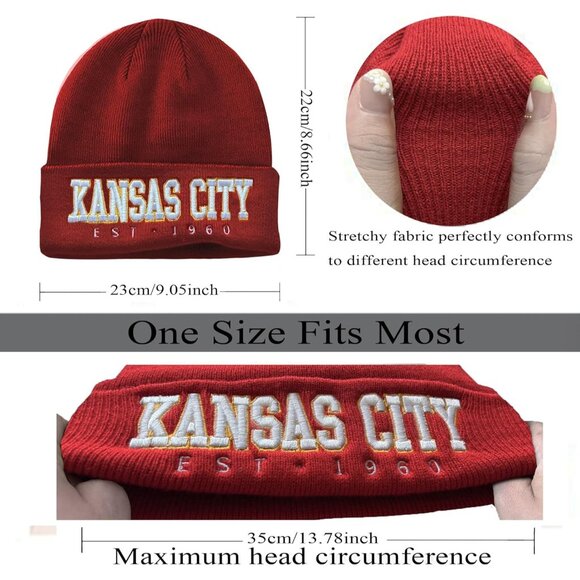 Women's Red & Yellow Soft Knit Winter Hat For Cold Weather Beanie Toque Hat - Picture 2 of 7